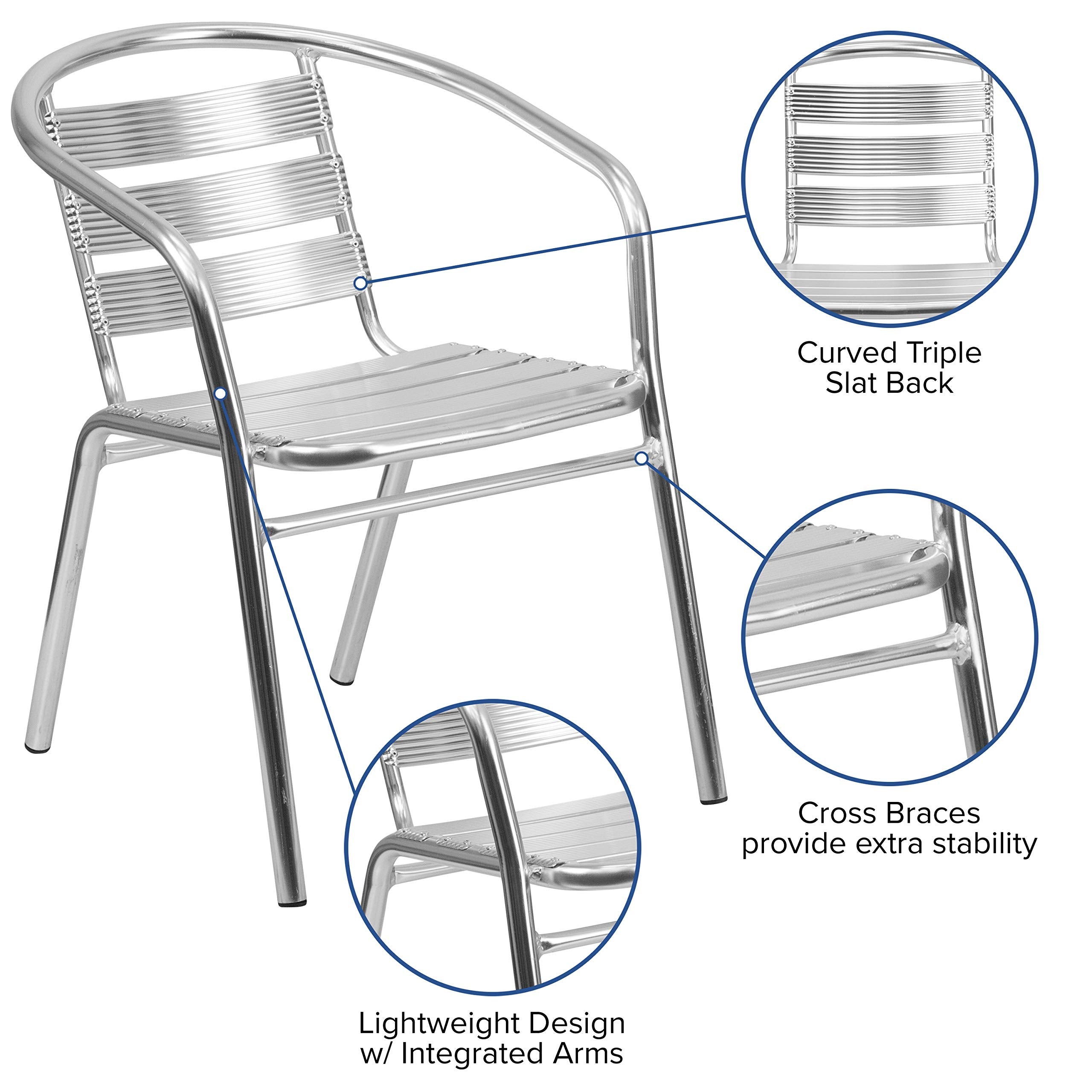 Flash Furniture side profile with integrated arms and glide protecting floors