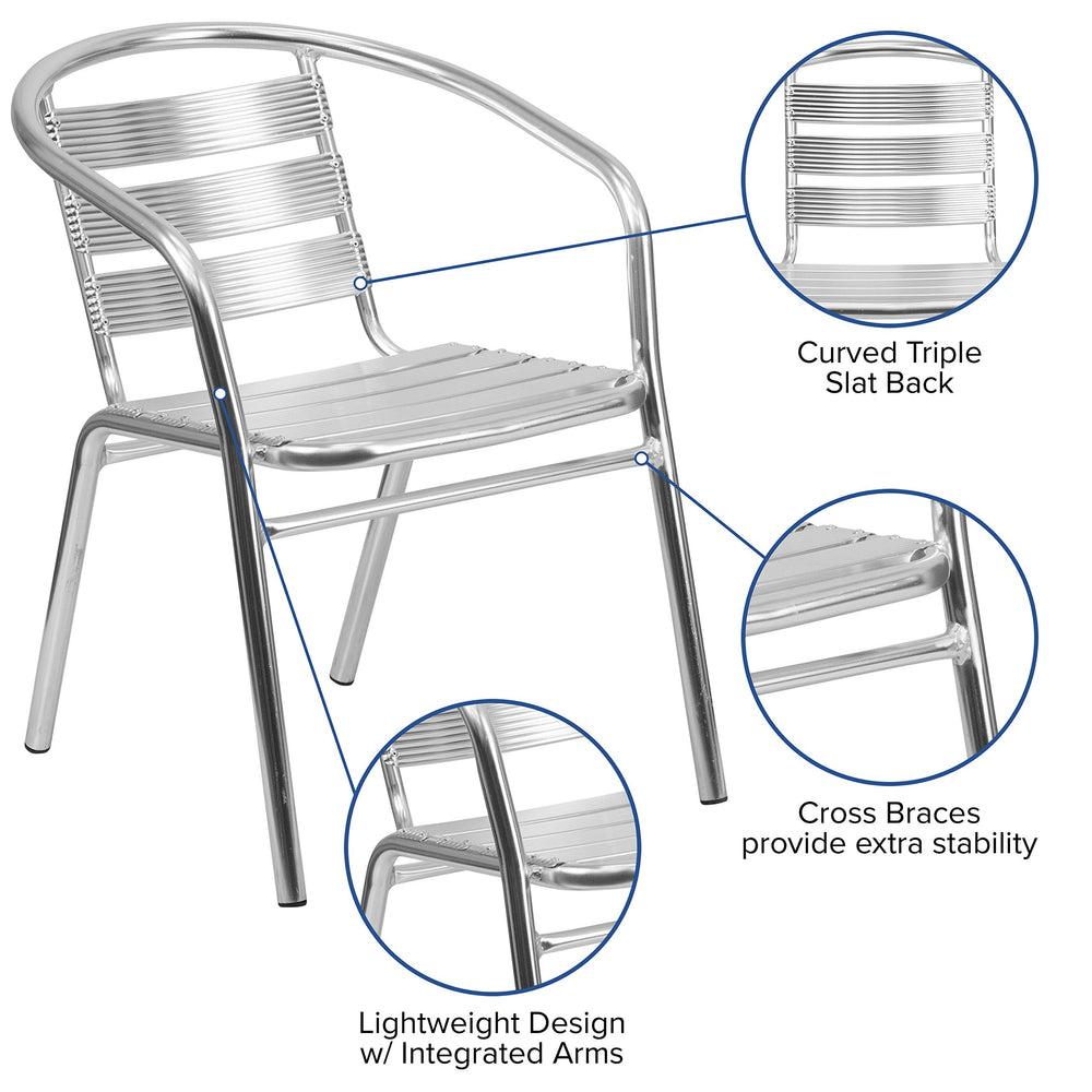 Flash Furniture side profile with integrated arms and glide protecting floors