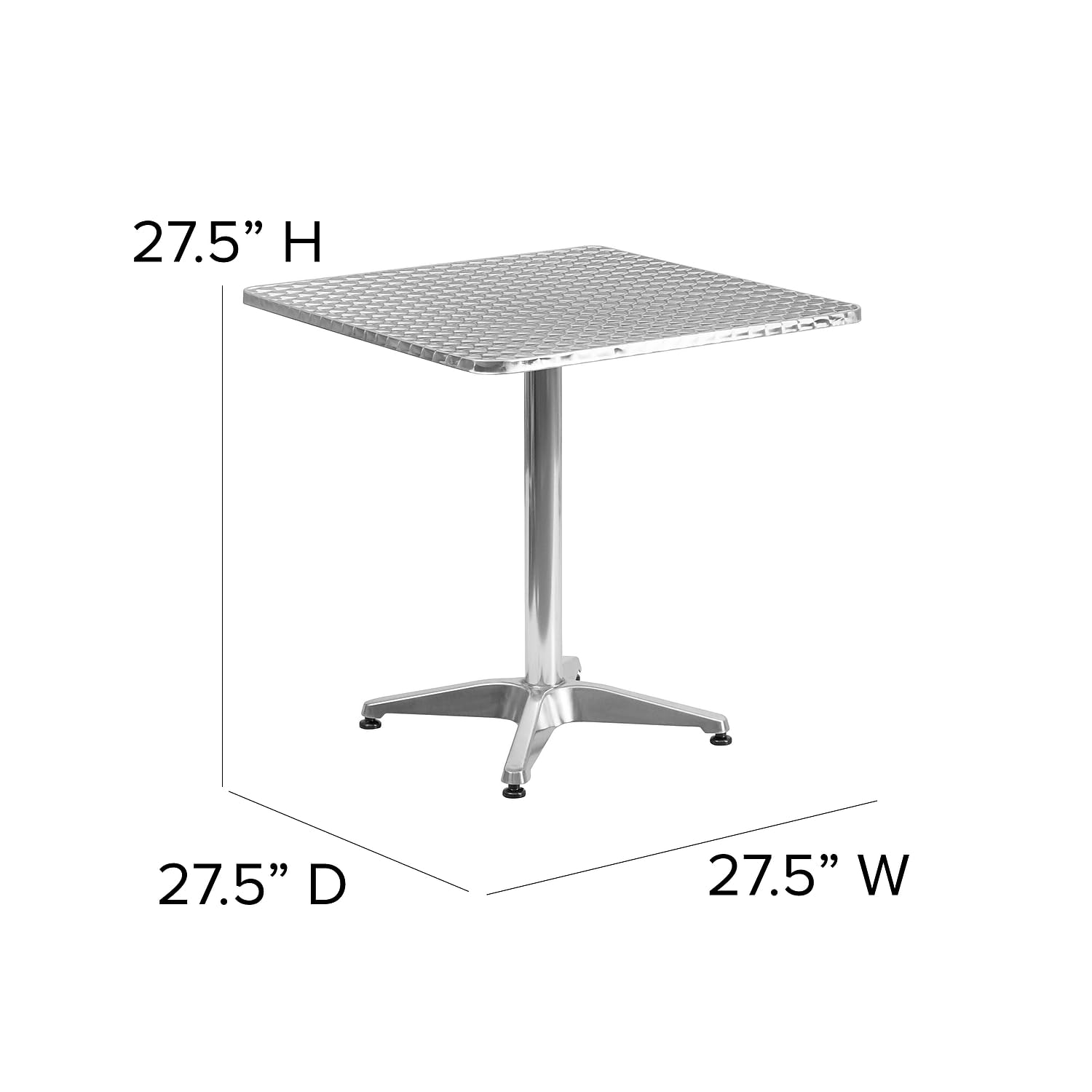 Flash Furniture table next to chair for scale and seating capacity clarity