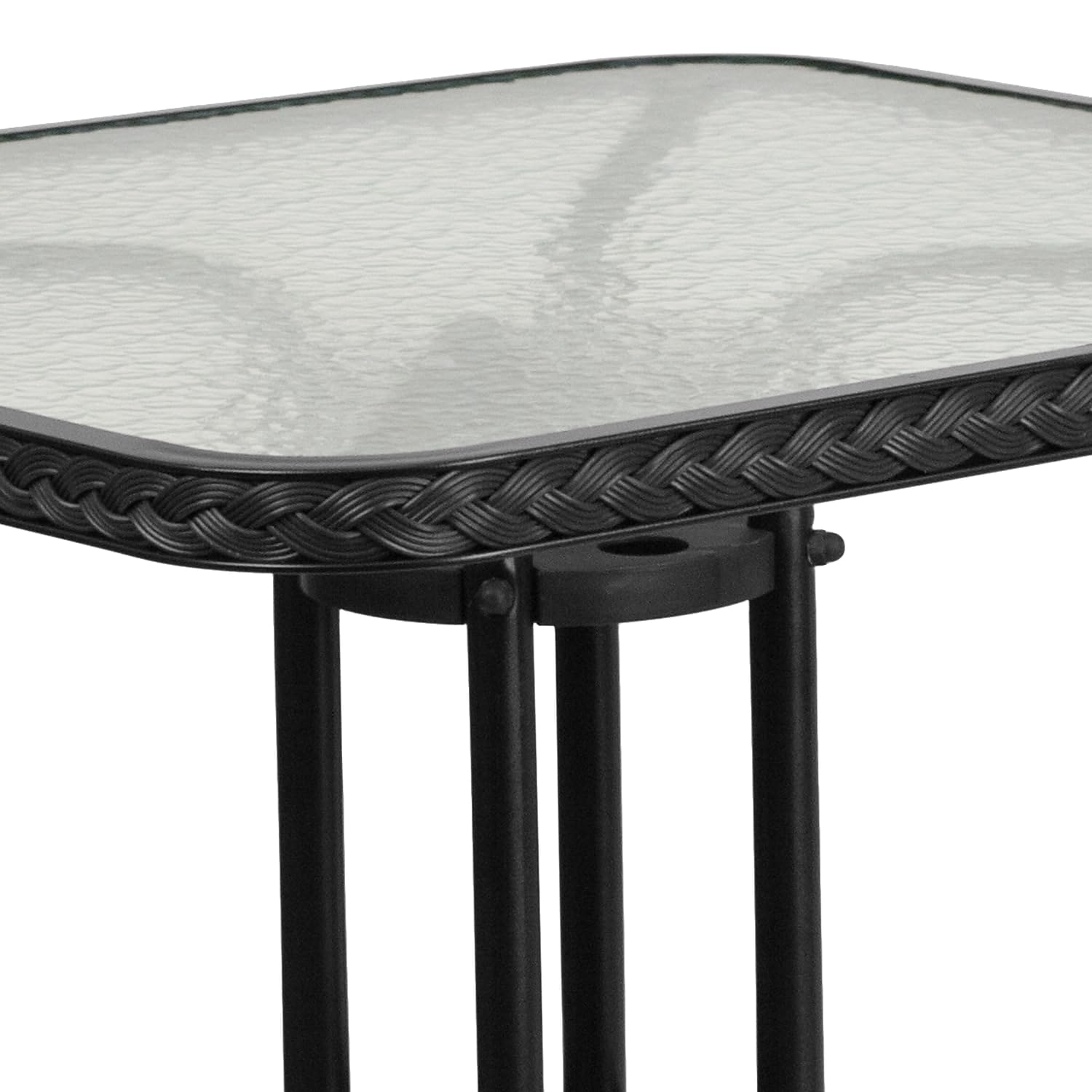 Flash Furniture size comparison with chairs illustrating compact bistro fit