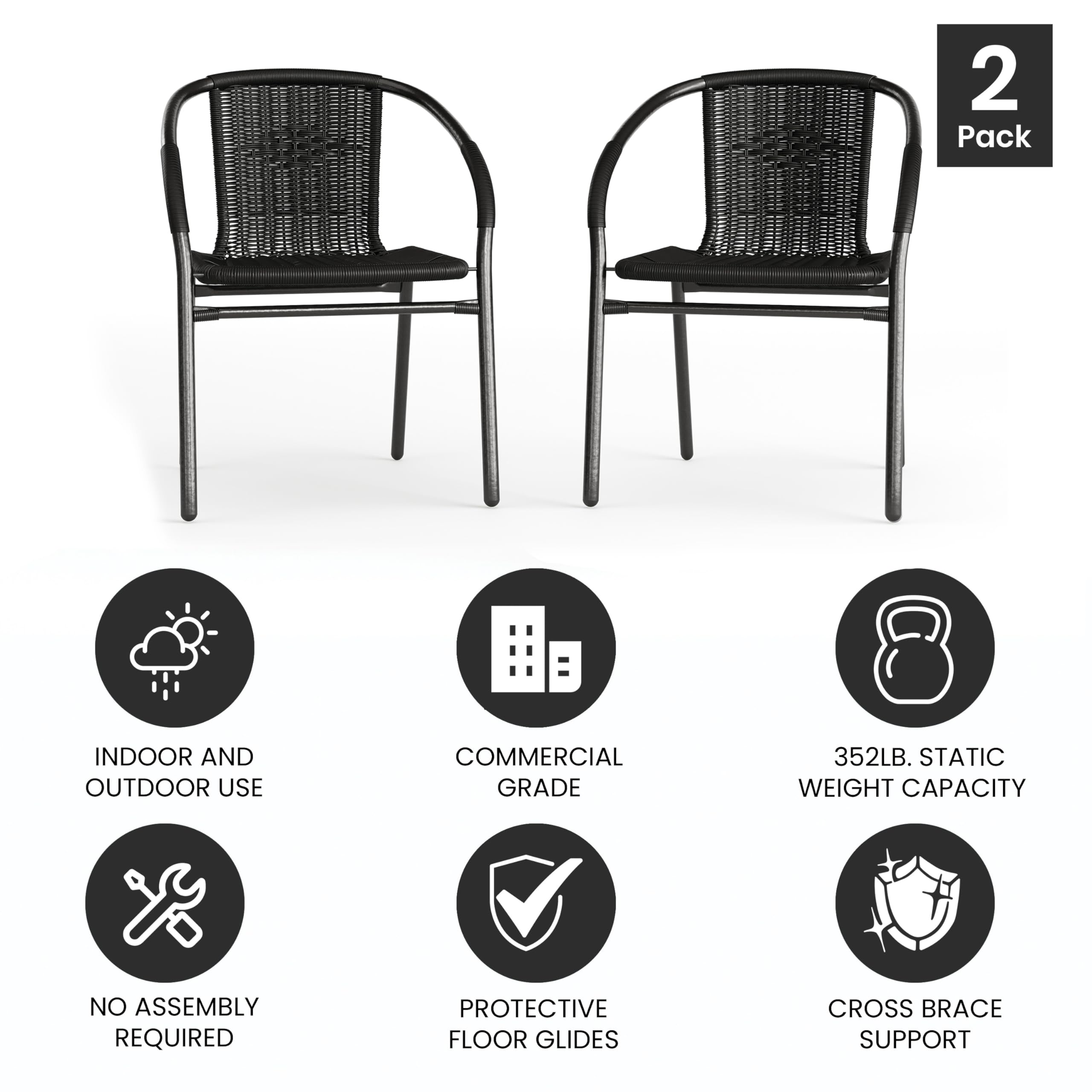 Flash Furniture stacked chairs showing space-saving storage advantage