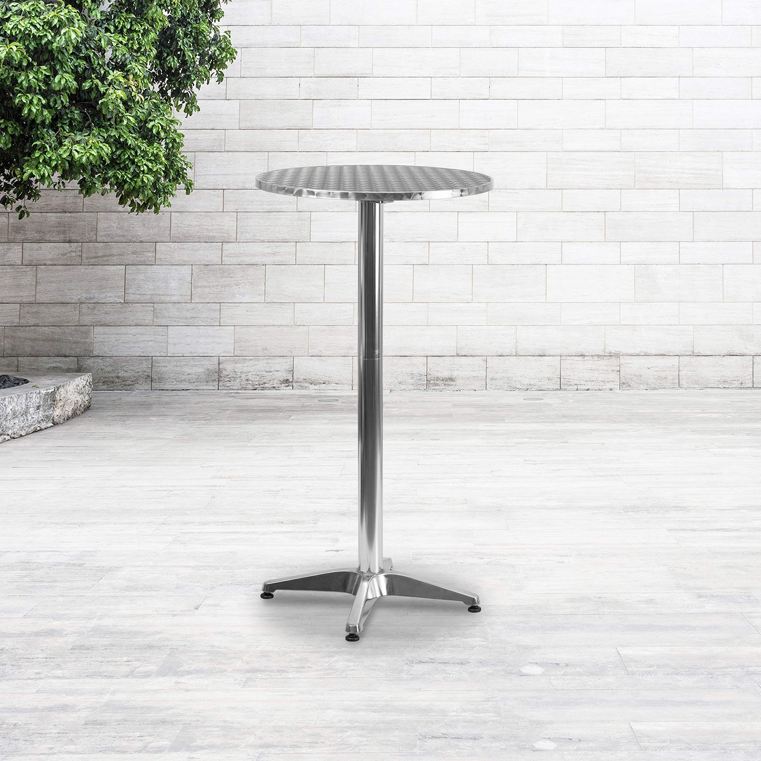 Flash Furniture close-up of stainless-steel-style tabletop highlighting smooth finish benefit