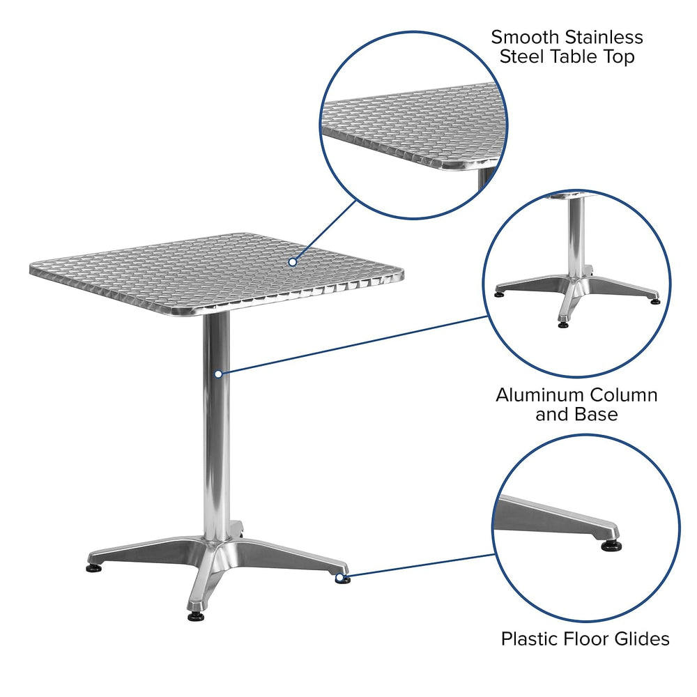 Flash Furniture view of aluminum column and base highlighting sturdy lightweight construction
