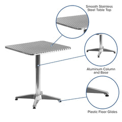 Flash Furniture view of aluminum column and base highlighting sturdy lightweight construction