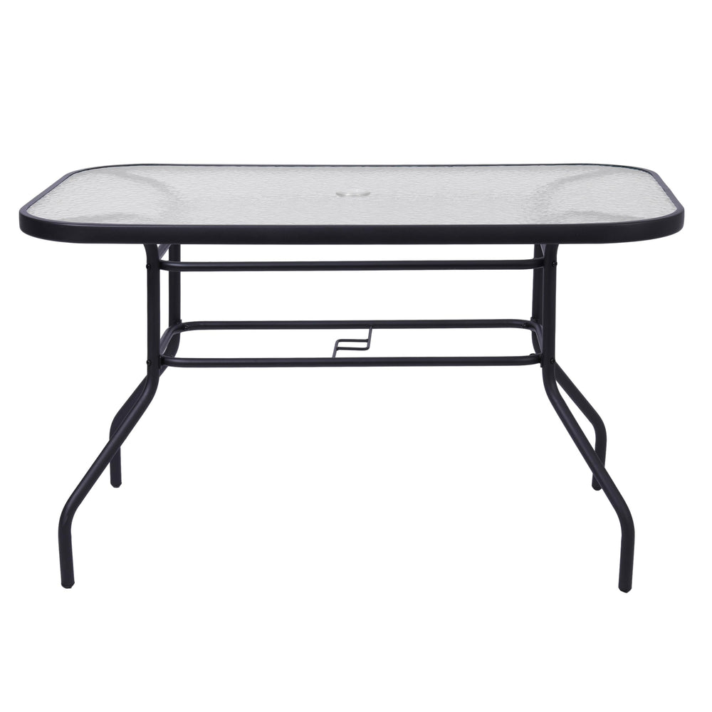 Flash Furniture table set in café patio showing commercial use and inviting atmosphere benefit