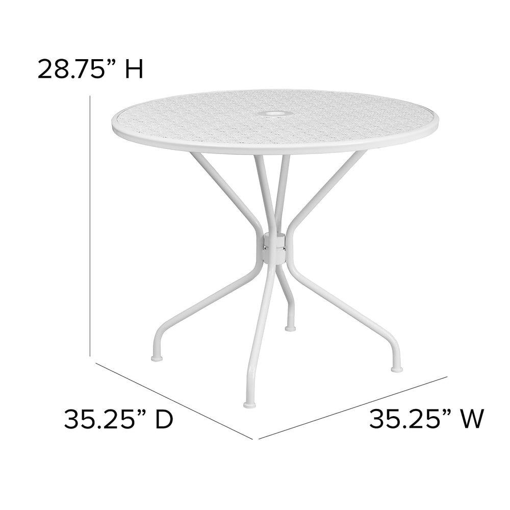 Flash Furniture table leg and frame detail highlights powder-coated finish and strength