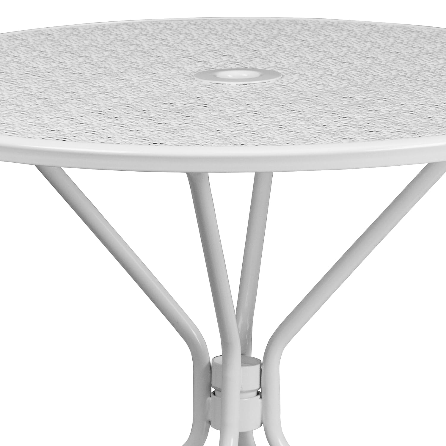 Flash Furniture table with chairs lifestyle scene presents comfortable patio dining setup