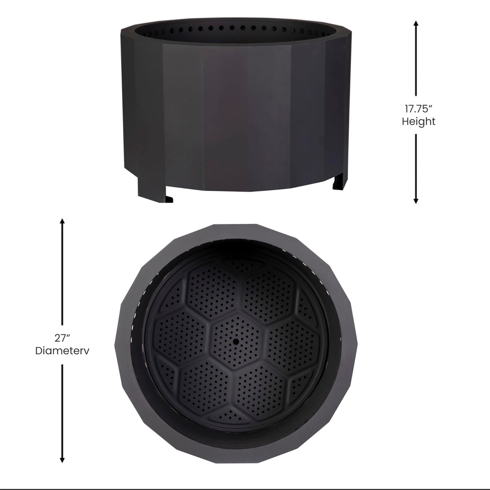 Flash Furniture burning in backyard illustrating low-smoke comfort for guests