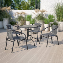 Flash Furniture close-up of ripple tempered glass top highlighting stable, easy-clean surface