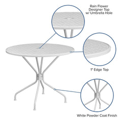 Flash Furniture umbrella hole detail shows center opening for shade and easy setup
