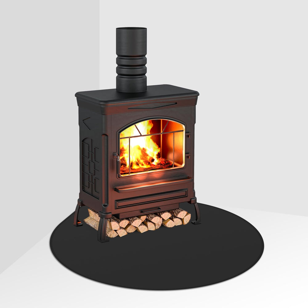 FLASLD front view of stove pad protecting floor and showing thin profile