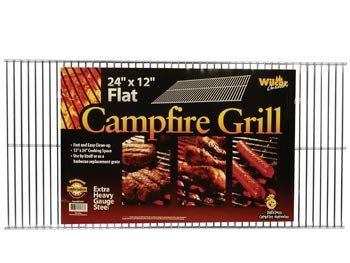 Flat Campfire Grilling Grid front view showing sturdy steel and stable cooking surface benefit
