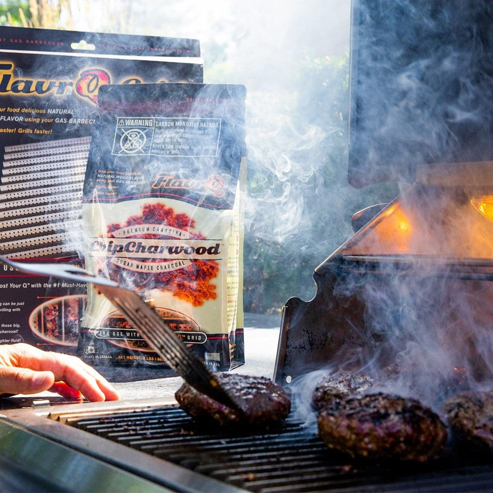 FlavrQ in backyard cookout scene showing easy upgrade for weekend grilling and host-ready flavor