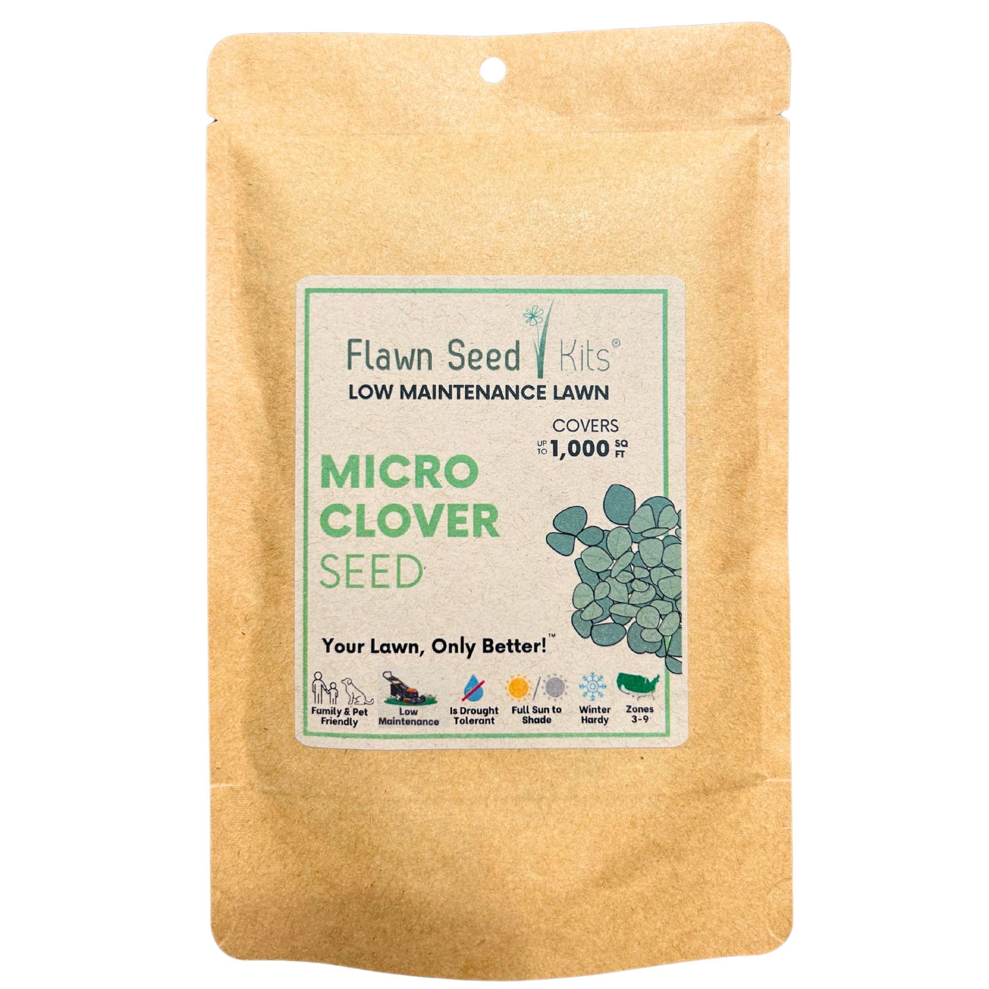 Flawn seed pouch in a hand for size and coverage comparison showing value