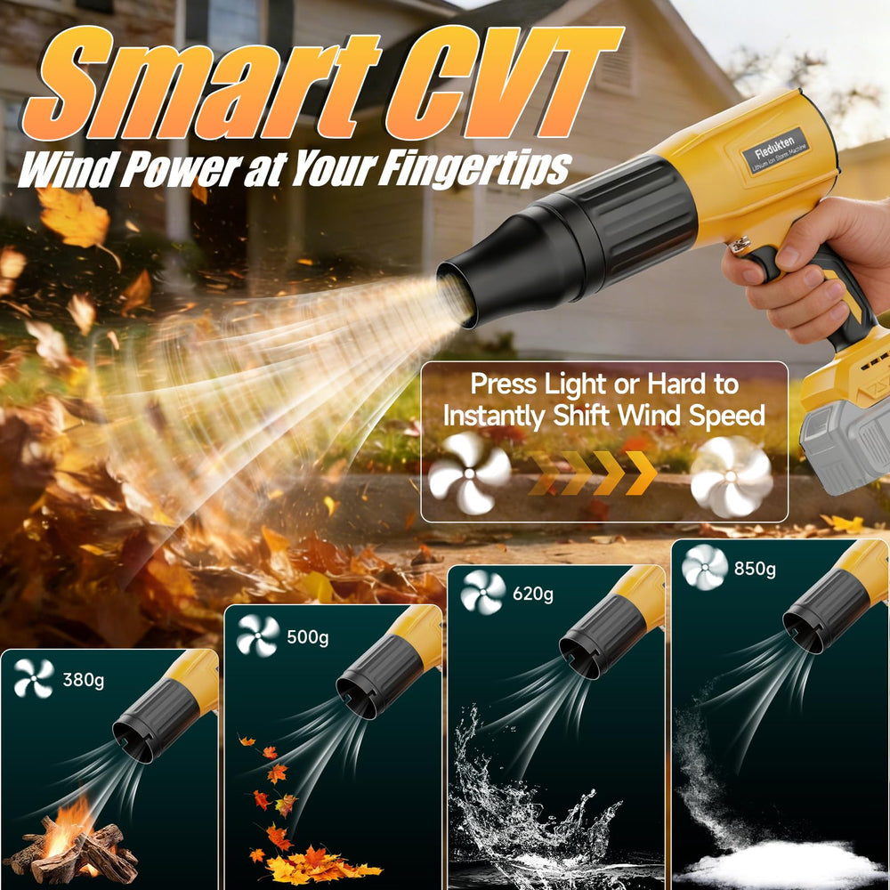 Fledukten in use on patio clearing leaves for fast outdoor cleanup