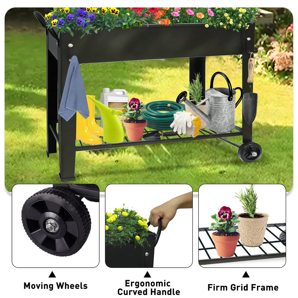Fleecy day planter filled with herbs and vegetables showcasing productive layout