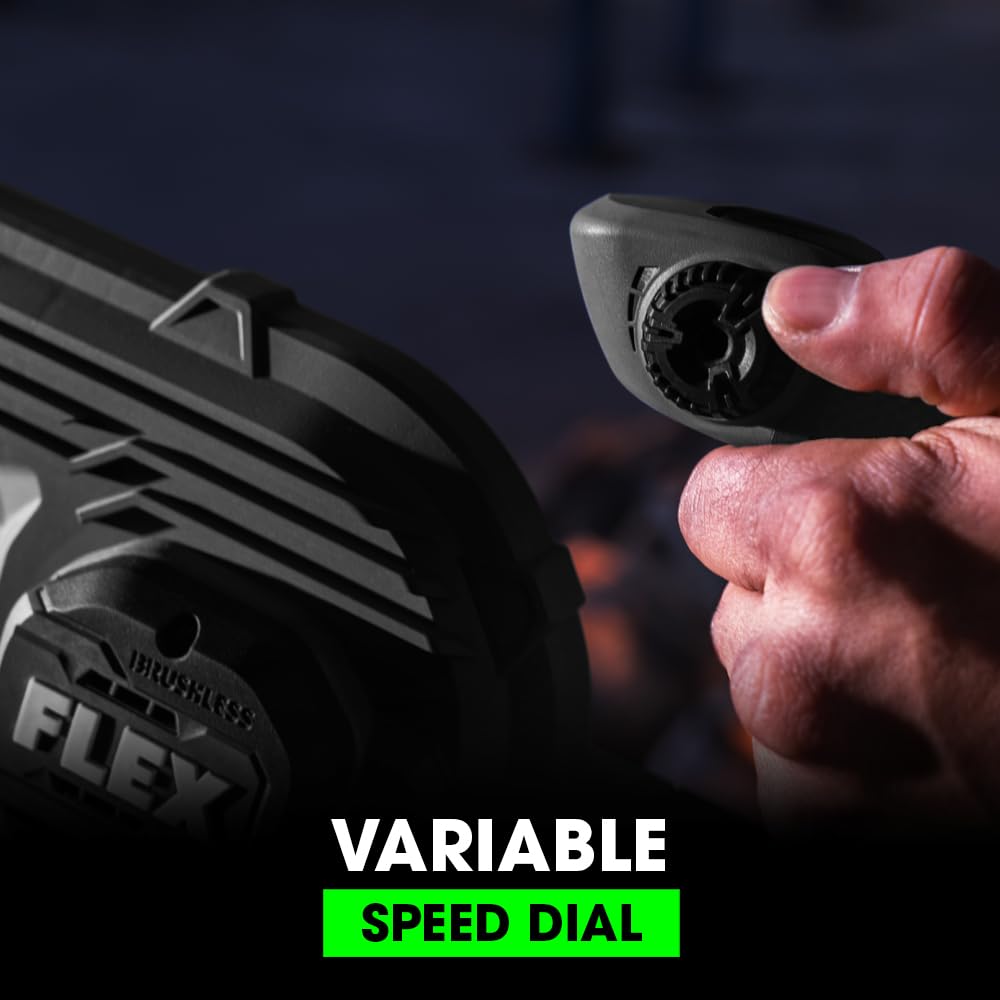 FLEX blower next to hand showing scale for comfortable handling