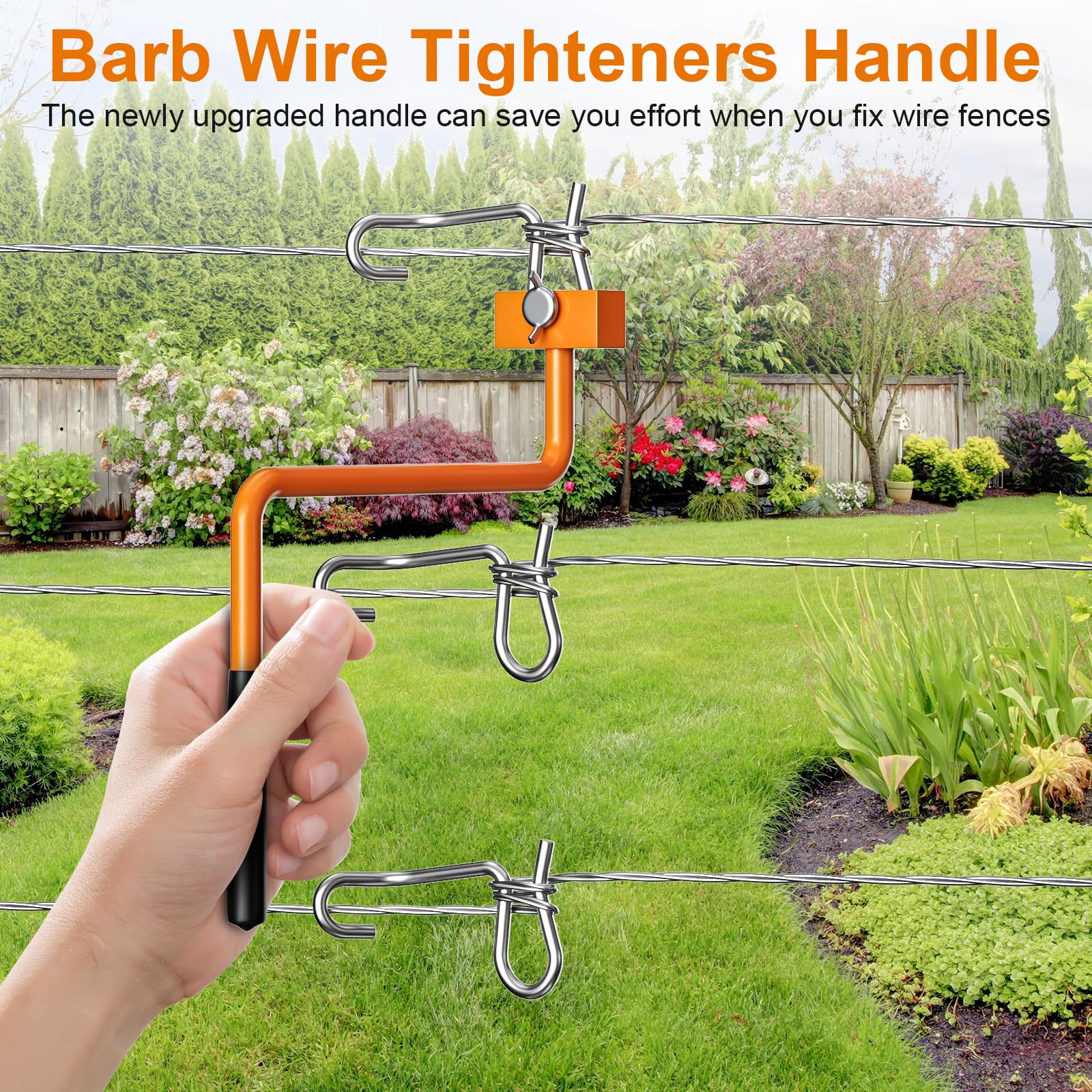 FLEXI RODS kit staged in a garden demonstrating fast fence maintenance