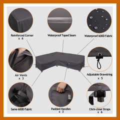 Flexiyard close-up of 600D fabric highlights durable weather resistance