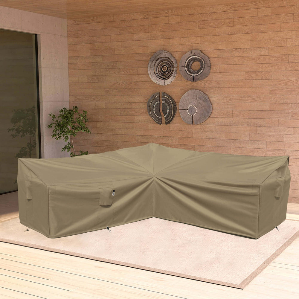 Flexiyard covered patio in backyard illustrating protection and style