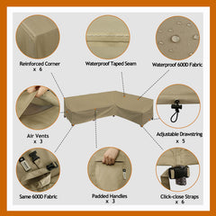 Flexiyard close-up of 600D fabric texture highlighting durable weather resistance