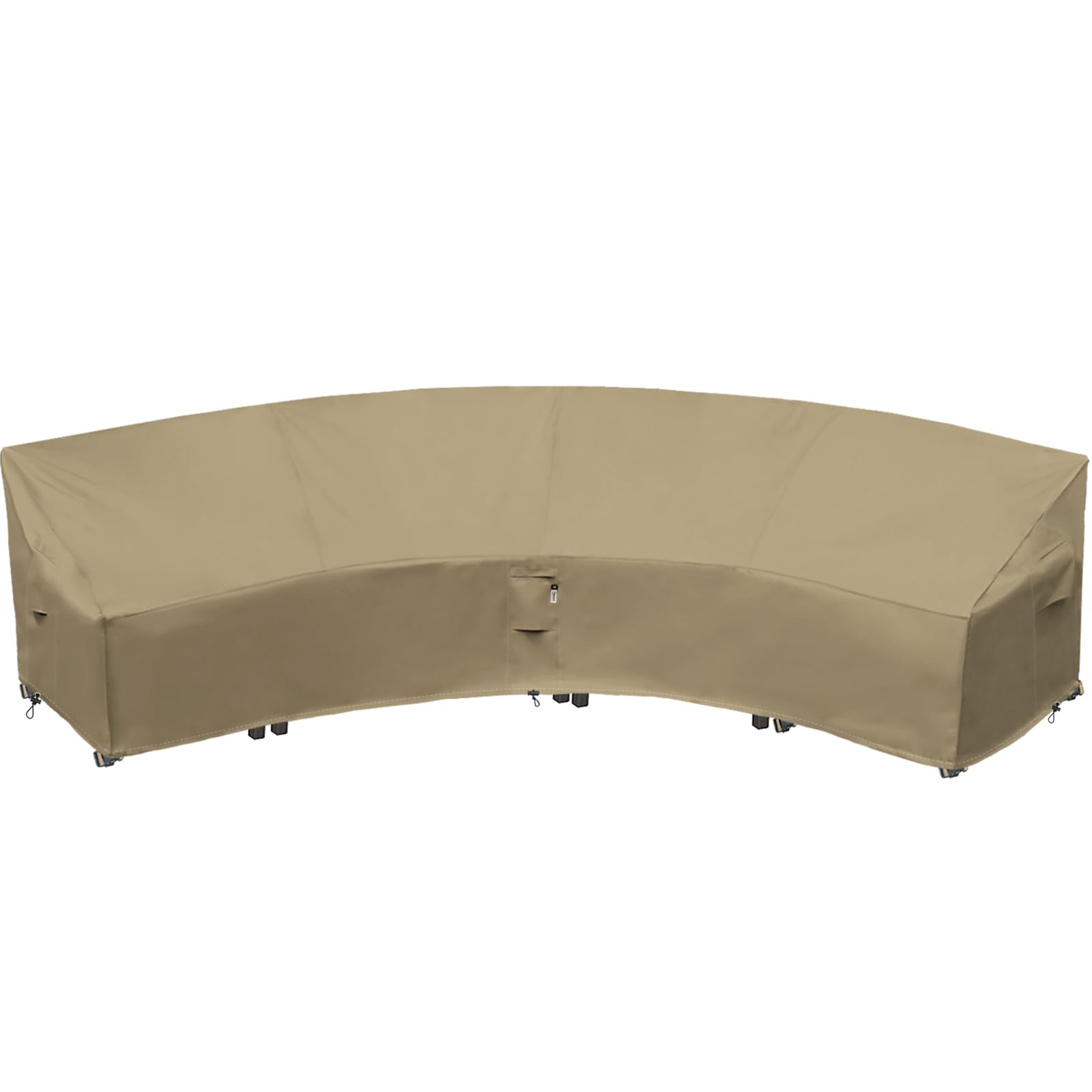 Flexiyard curved cover front view protecting sofa and preventing water damage