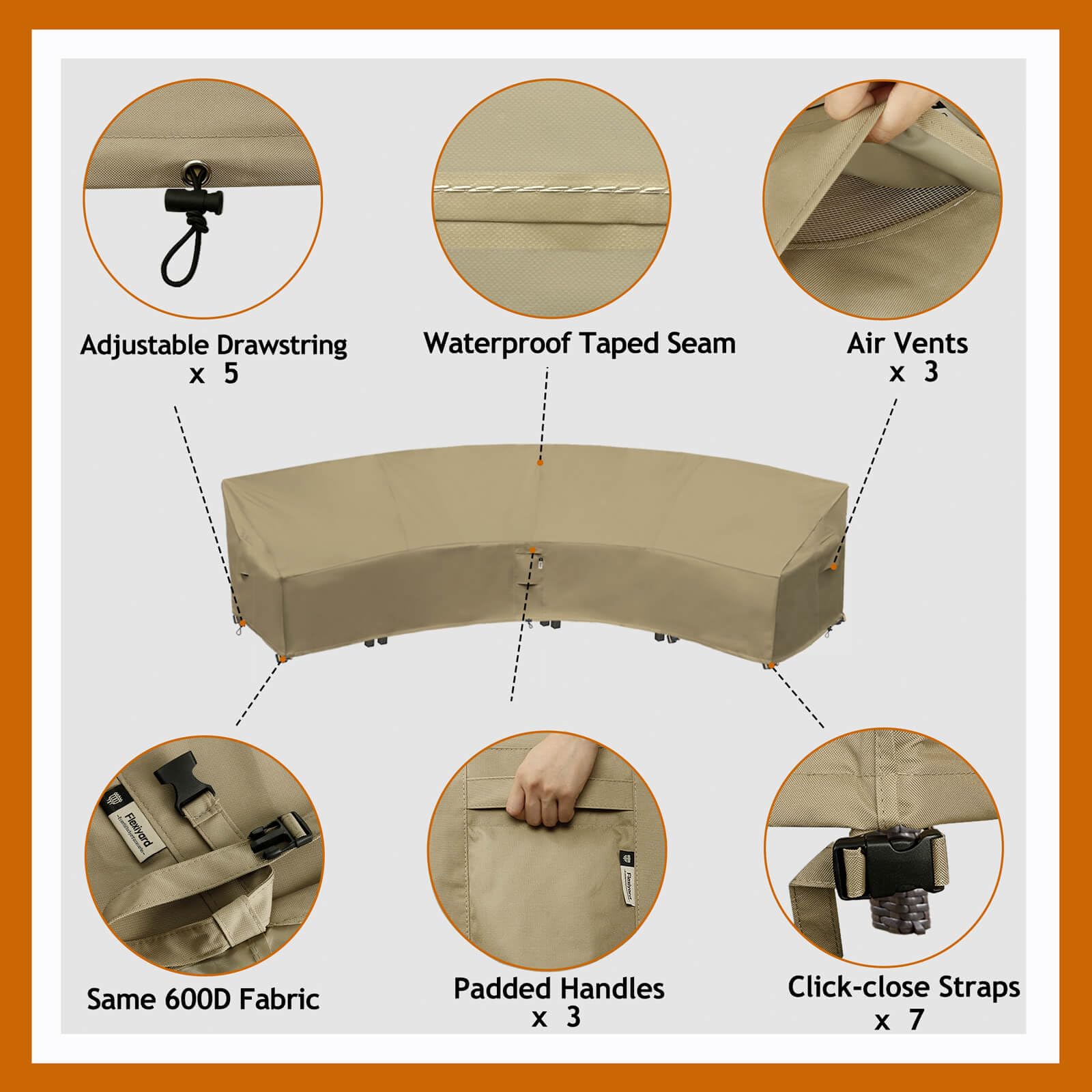 Flexiyard fabric close-up showing 600D texture for long-lasting durability