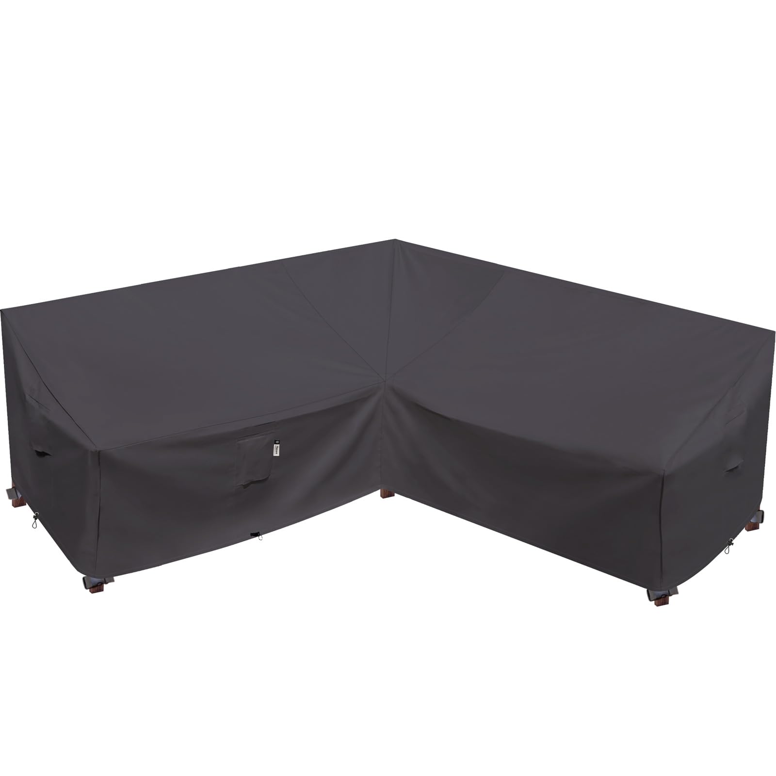 Flexiyard front view of storm grey cover showing full protection benefit