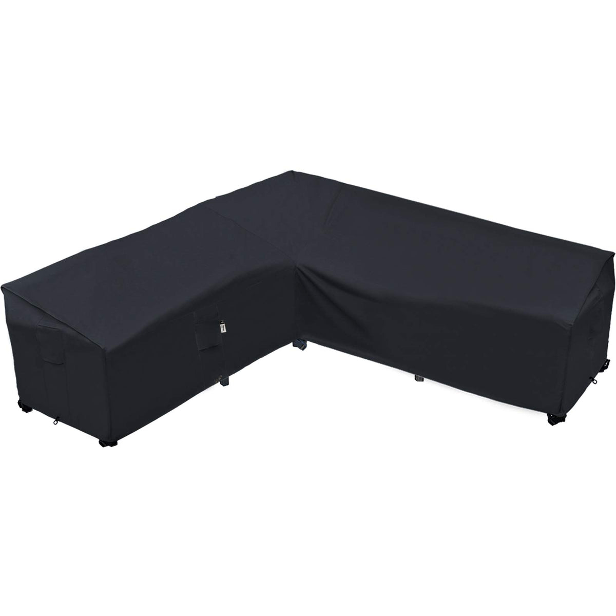 Flexiyard front view of full sectional cover protecting sofa outdoors