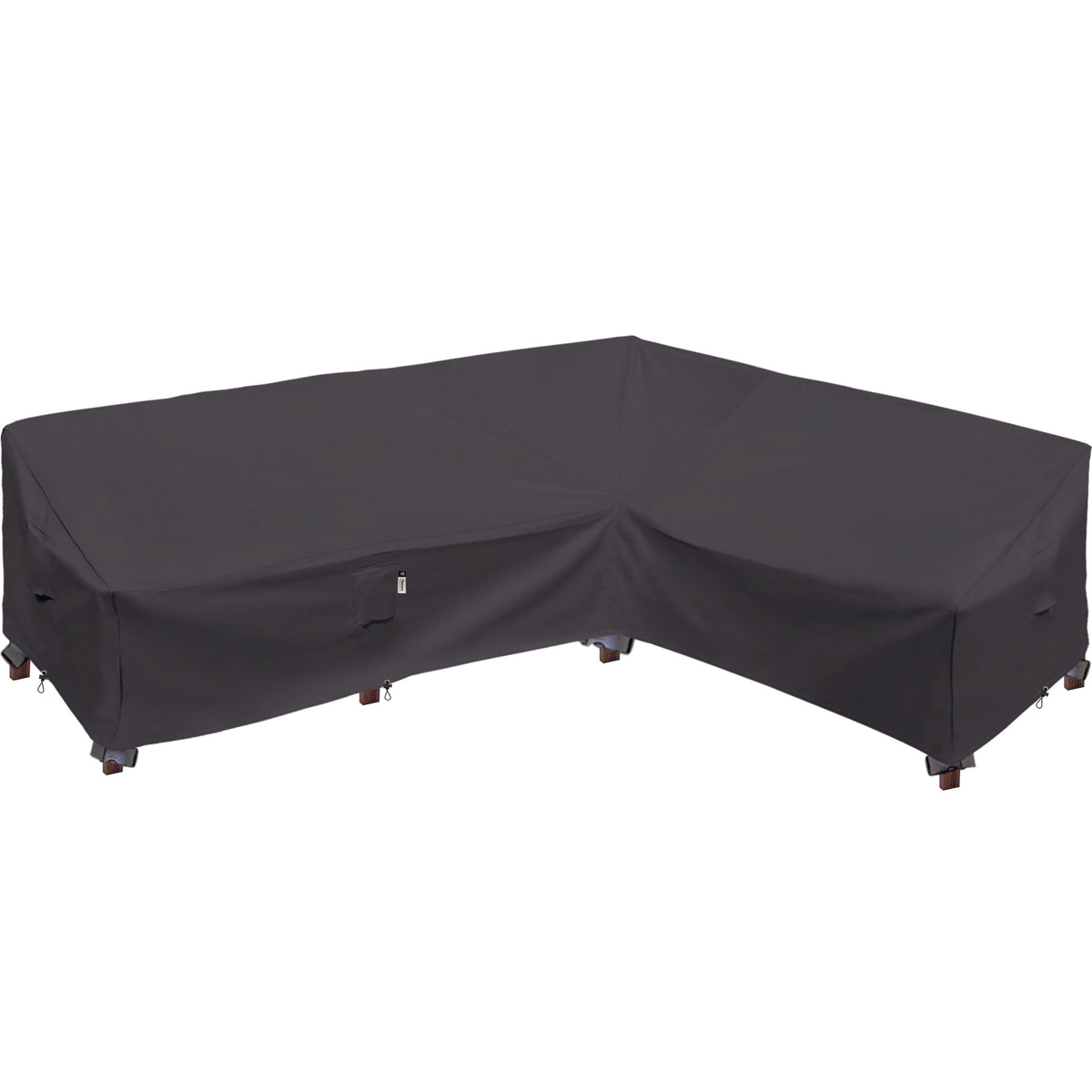 Flexiyard front view showing full covered L-shaped sectional protecting cushions