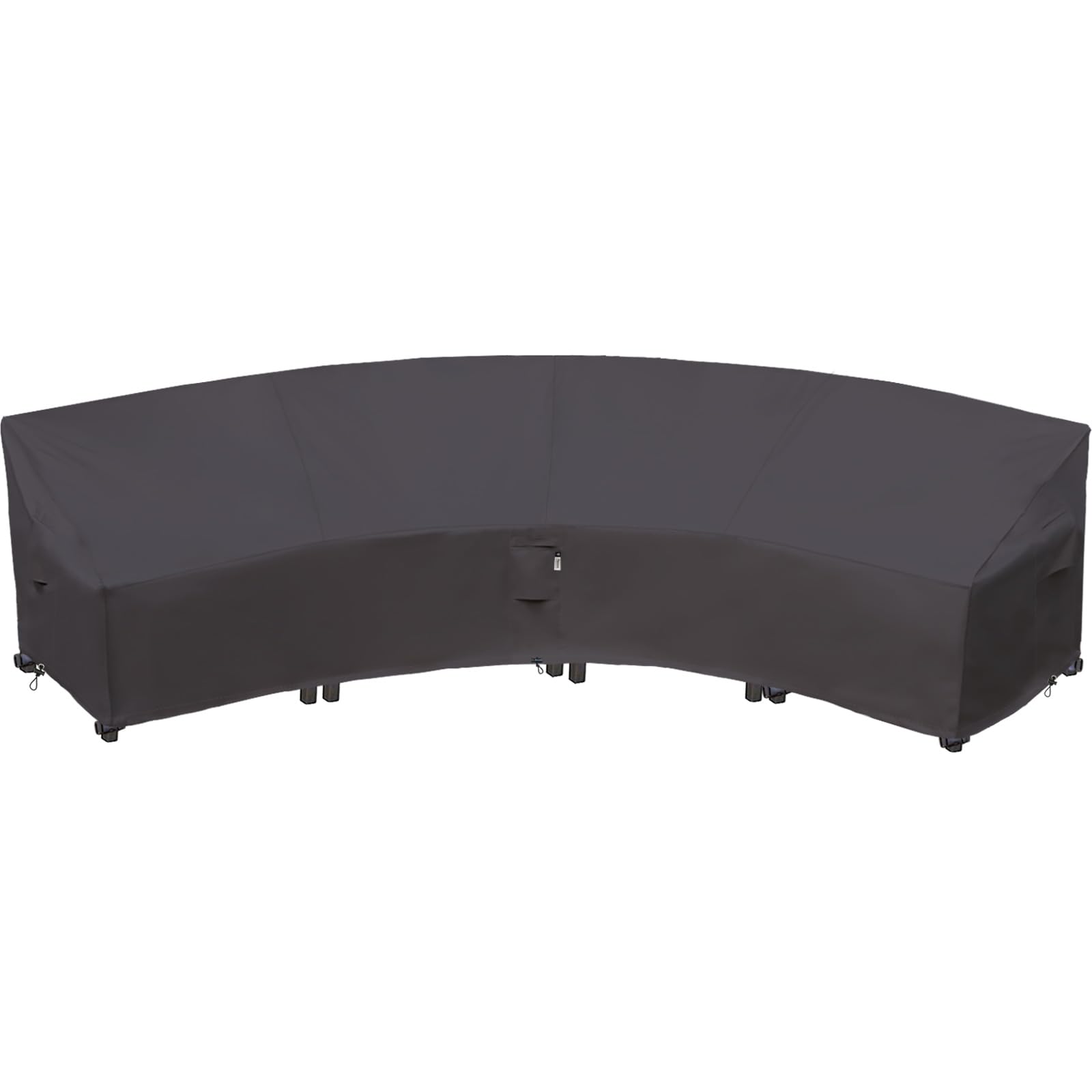 Flexiyard front view curved cover showing full storm grey protection benefit