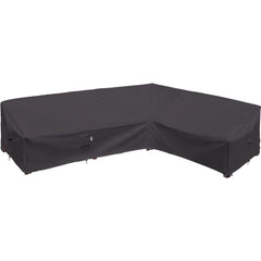 Flexiyard front view of L-shaped cover protecting sectional, shows full coverage benefit