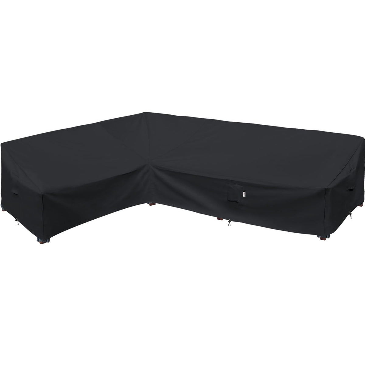 Flexiyard front view cover on left-facing sectional shows full protection benefit