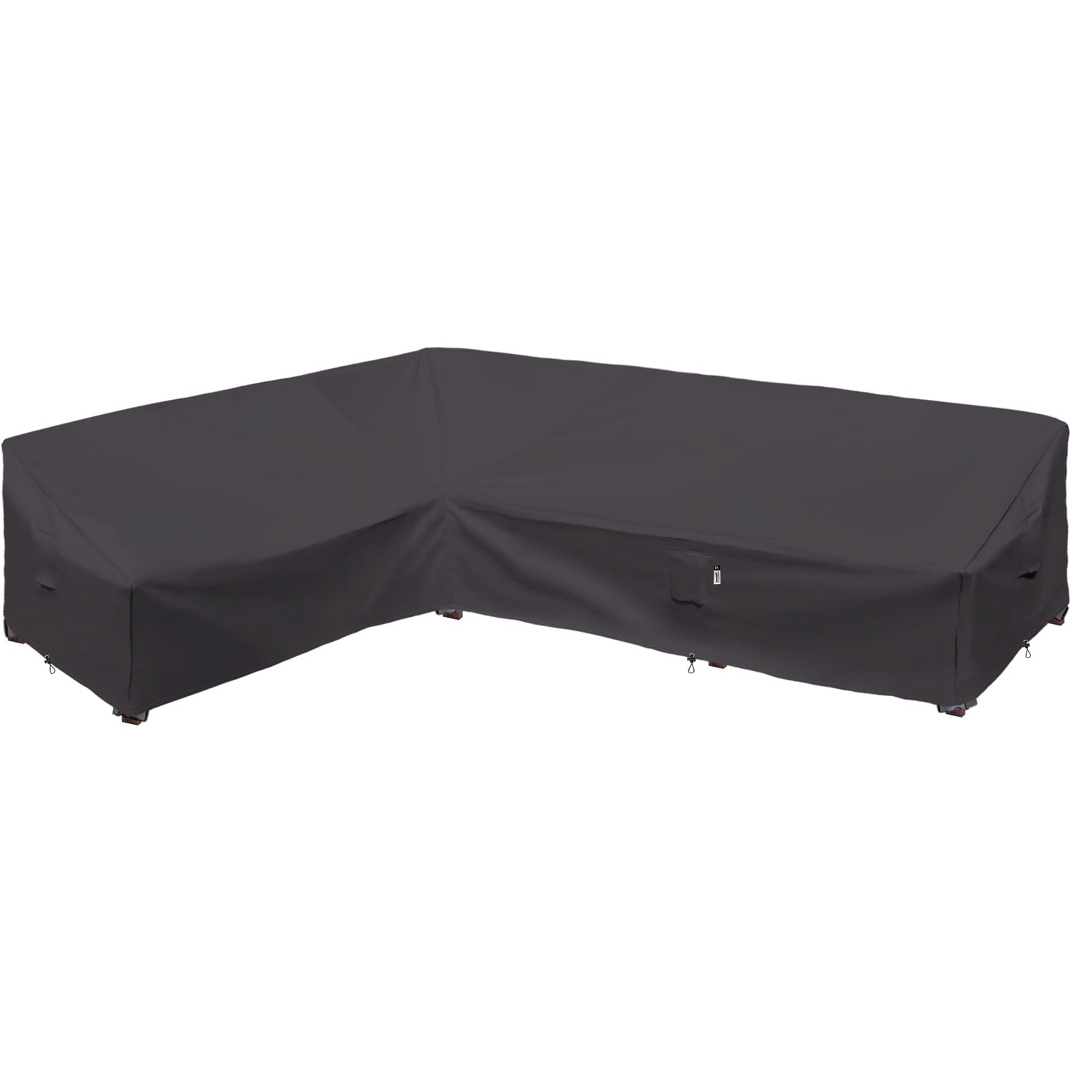 Flexiyard front view storm grey cover protecting outdoor sectional, weatherproof benefit