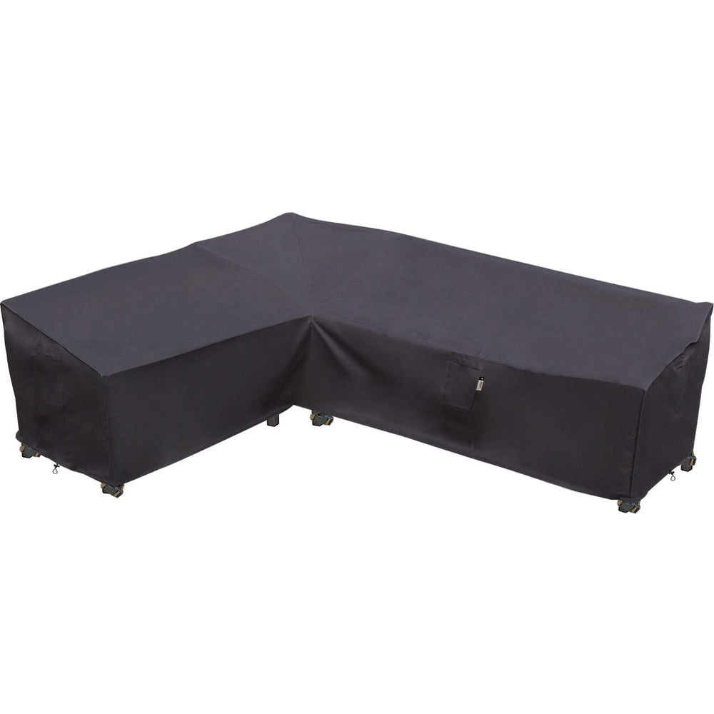 Flexiyard front view cover protects patio sofa from rain and dirt
