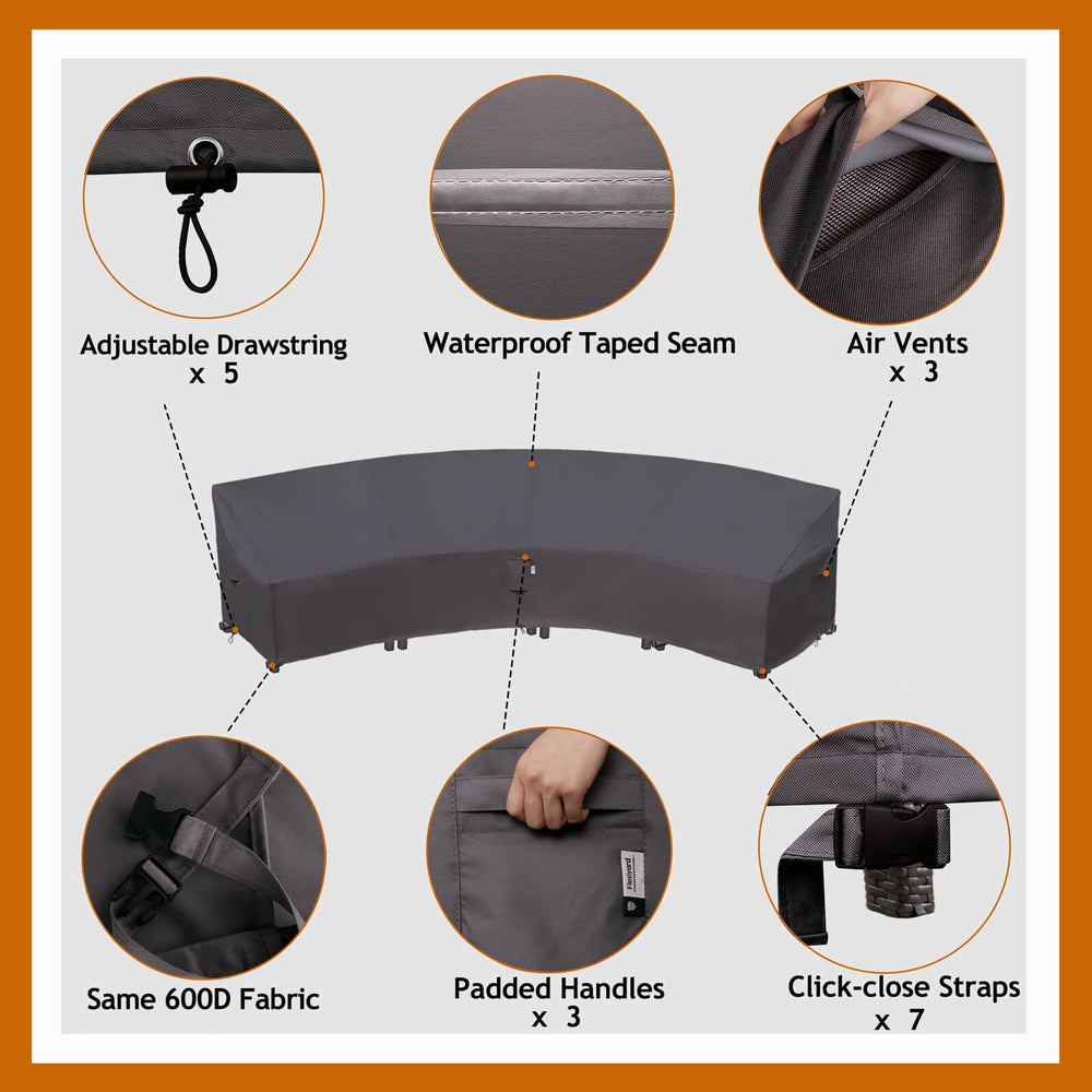 Flexiyard padded handle and V corner detail for easier fitting and removal