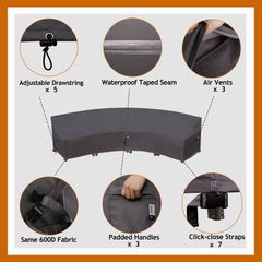 Flexiyard padded handle and V corner detail for easier fitting and removal