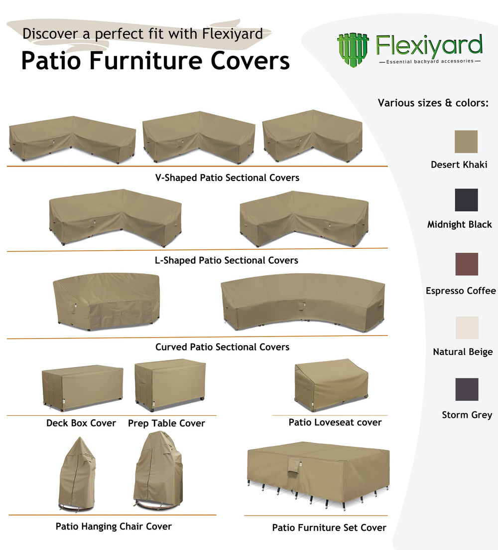 Flexiyard covered sectional in patio setting demonstrating clean look