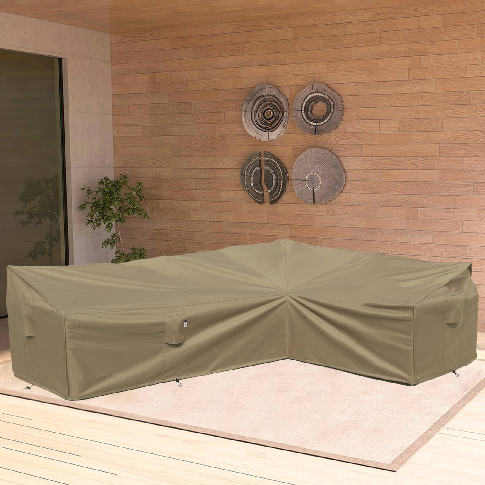 Flexiyard fitted on right-facing L-shaped sectional offering full coverage