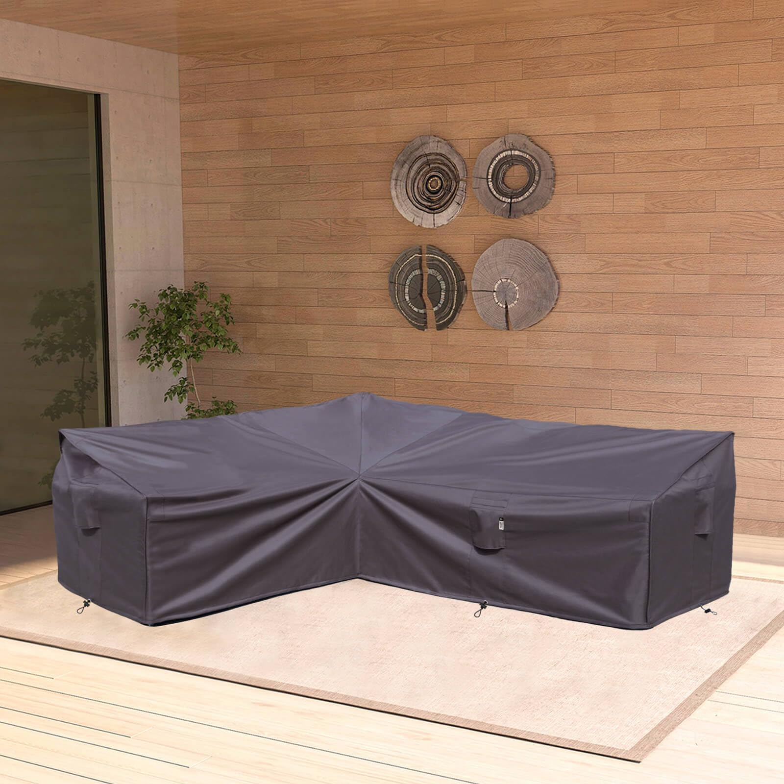 Flexiyard padded handle at corner enables easier removal and placement