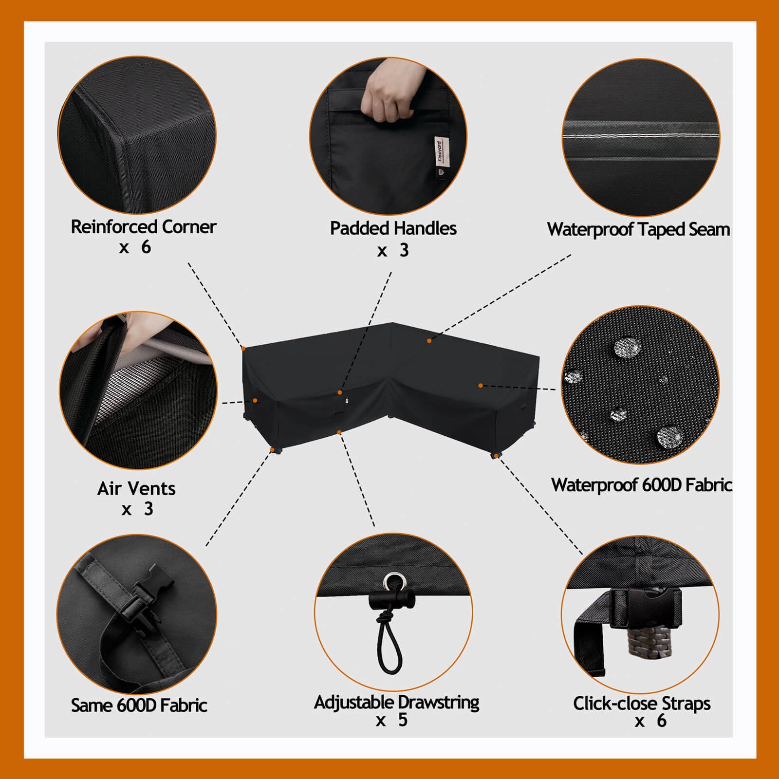 Flexiyard padded handle detail for easy fitting and removal, improves user convenience