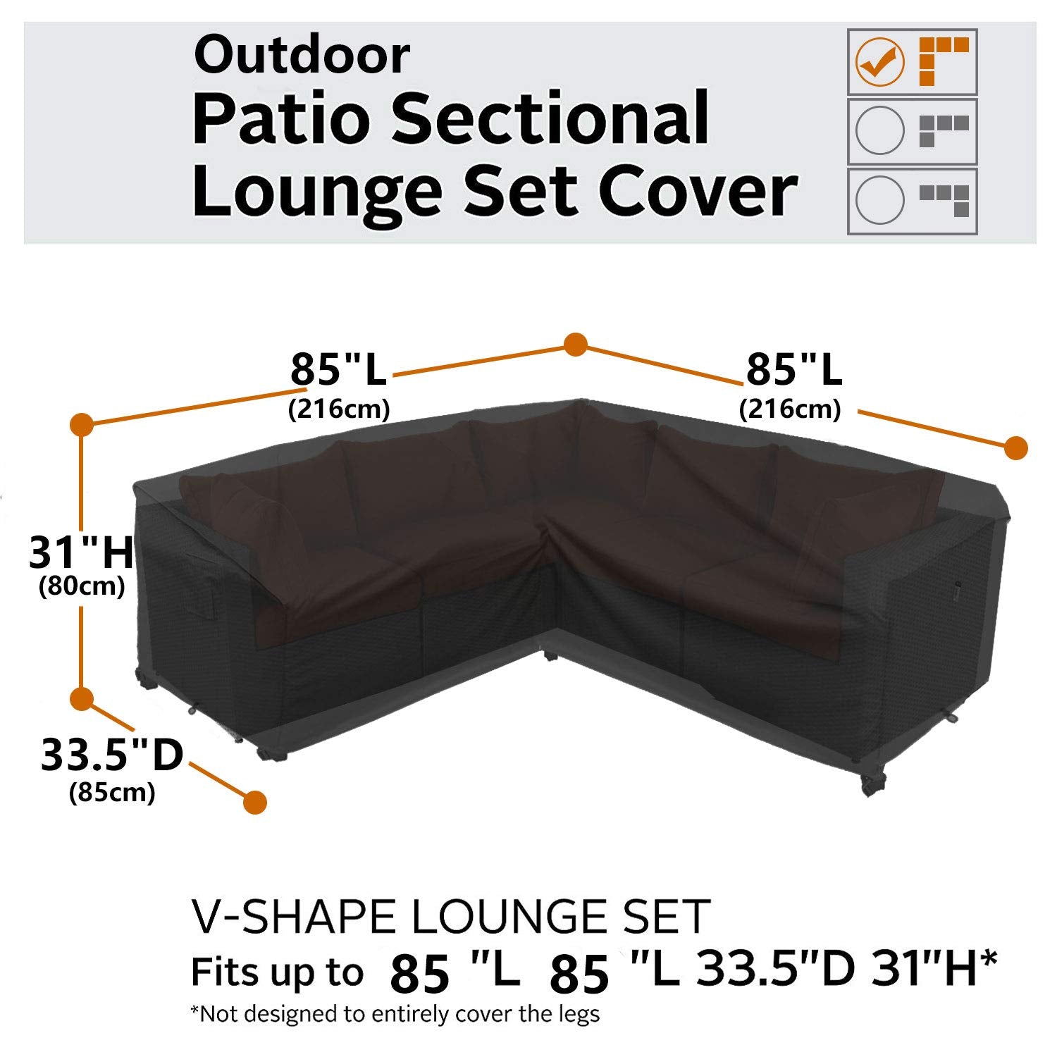 Flexiyard cover shown with measuring tape to verify 85 by 85 inch fit, aids sizing accuracy