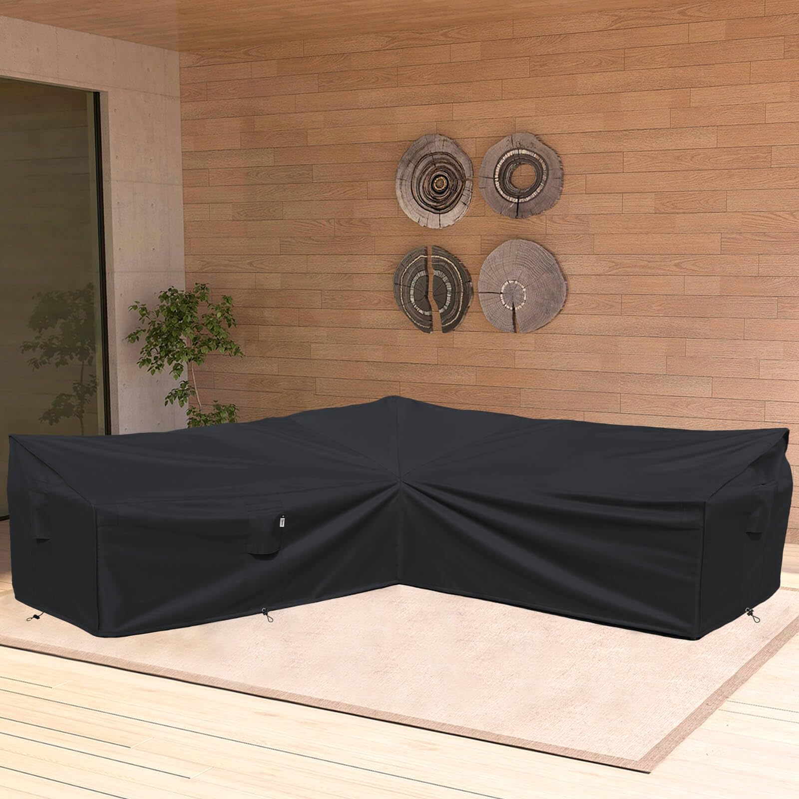Flexiyard cover laid beside tape measure, shows accurate 115-inch size fit