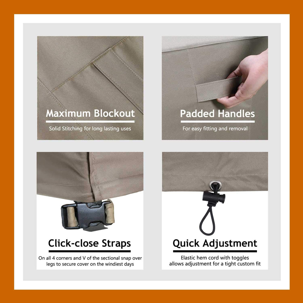 Flexiyard snap strap clip securing cover against wind for stability