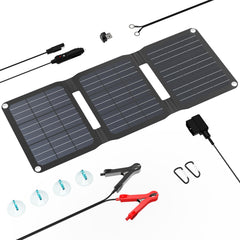 FlexSolar front folded panel showing compact portability and easy storage