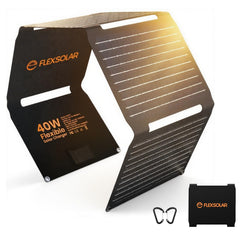 FlexSolar folded front view showing compact design and portability benefit