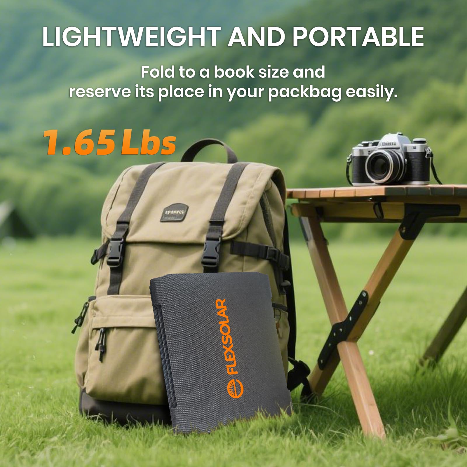 FlexSolar junction box and ports detail showing multiple fast-charge benefits