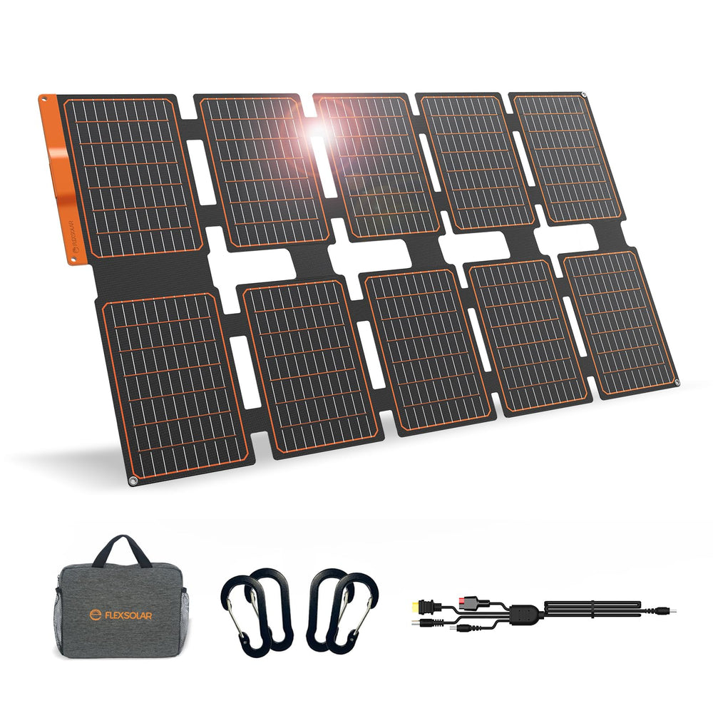 FlexSolar folded in carry bag showing compact portability and easy transport