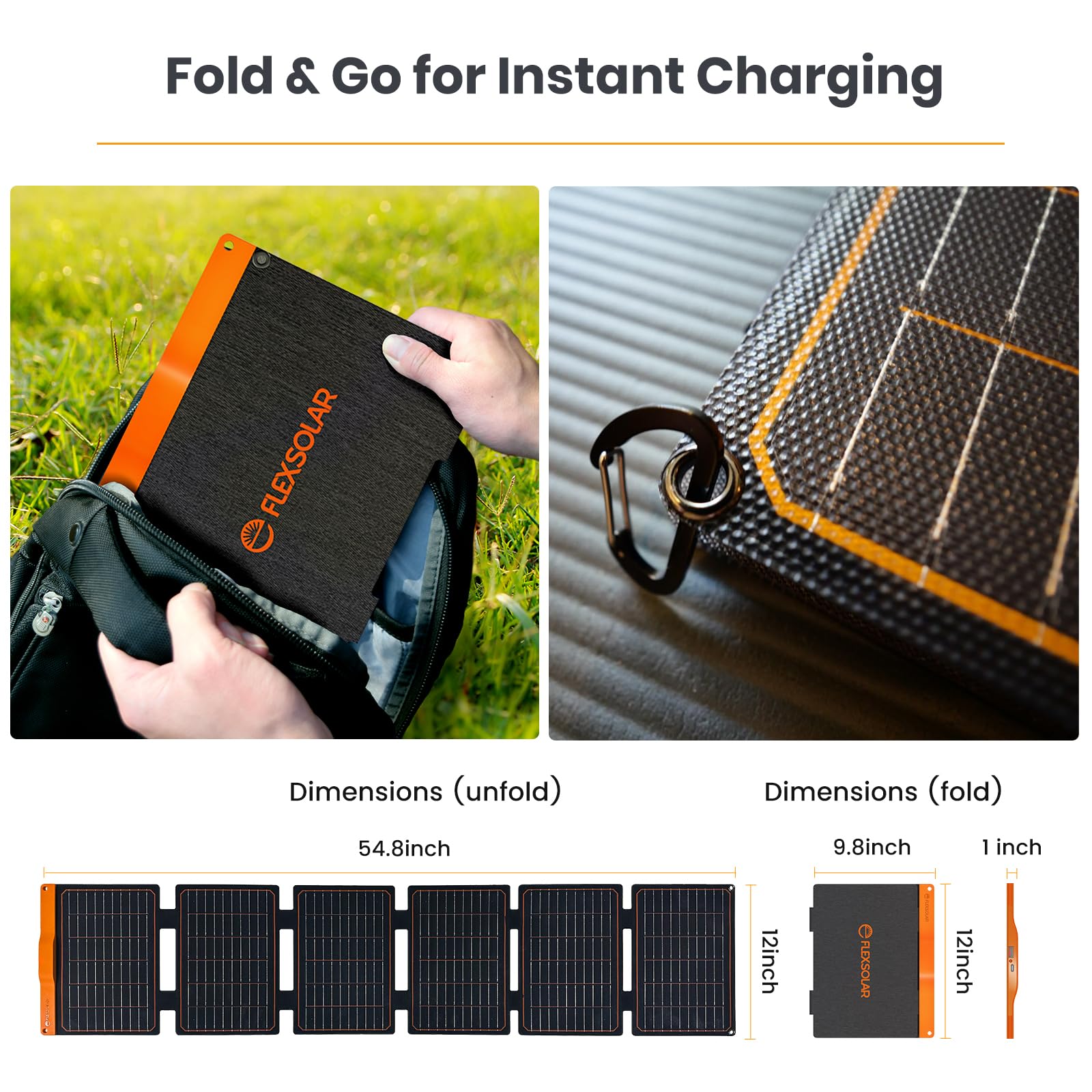 FlexSolar panel in use at a campsite charging devices under sunlight for convenience
