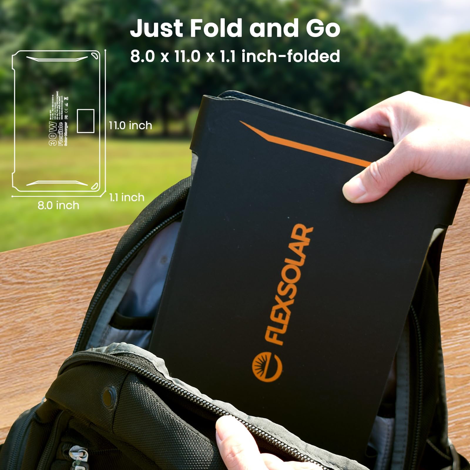 FlexSolar LED indicator and QC3.0 ports showing easy status check benefit